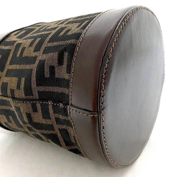 Fendi Bucket Bag Canvas Leather Drawstring Khaki Brown - Picture 8 of 10